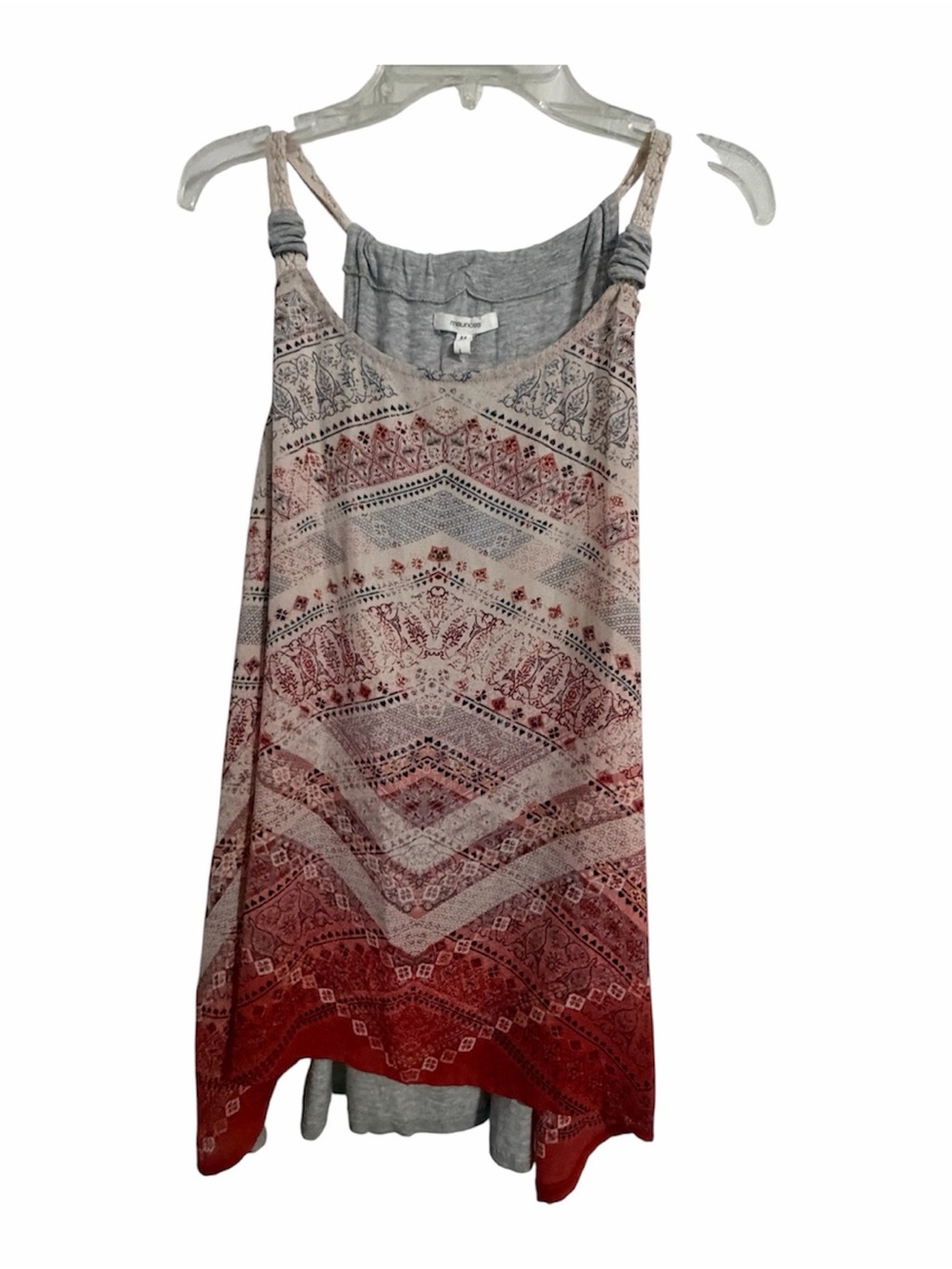 Maurices Red and Gray Ombre Hobo Knot-Shoulder Tank - L